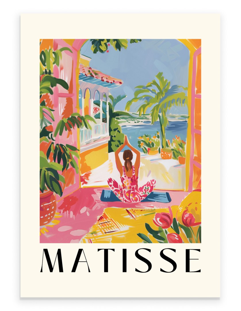 Matisse inspired yoga by the sea colorful art print